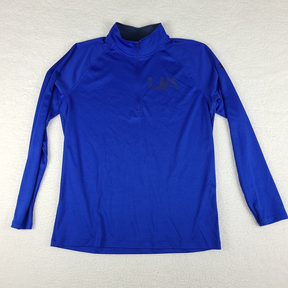 Under Armour Sweater Mens Large Blue Loose Heatgear Quarter Zip Performance